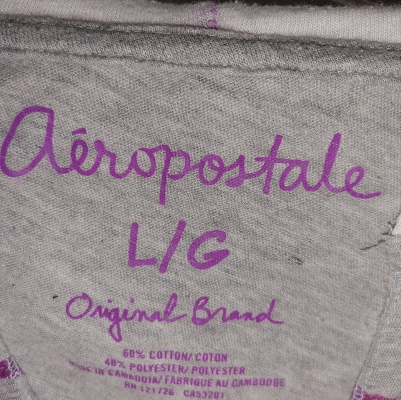 Girls size large Aeropostale pullover short sleeve hooded shirt pre-owned - Picture 3 of 4